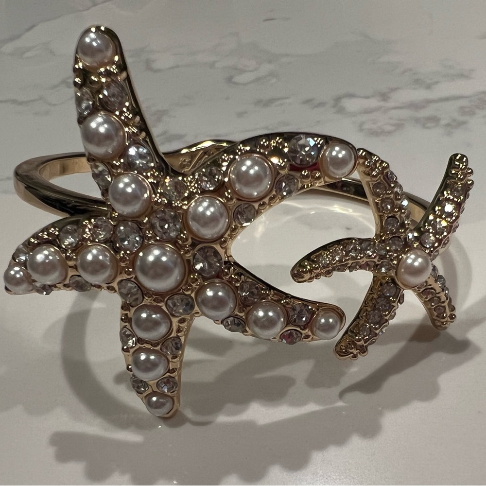 Lilly Pulitzer Gold Starfish Cuff Bracelet with Pearls
